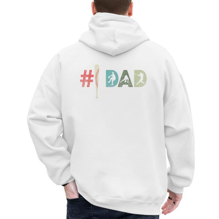 Number One Baseball Dad Father's Day Baseball Player Dad Premium Men's Hoodie Back Print