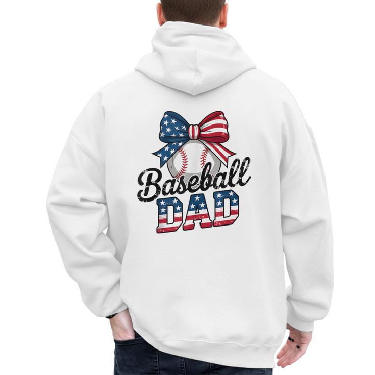 Patriotic Baseball Dad 4th Of July For All American Fathers Men's Hoodie Back Print