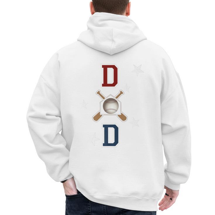 Patriotic Baseball Dad Father's Day Red Blue Star Premium Men's Hoodie Back Print