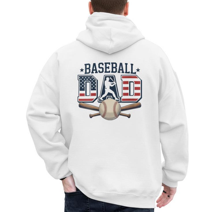 Patriotic Baseball Dad USA Flag American 4th Of July Men's Hoodie Back Print