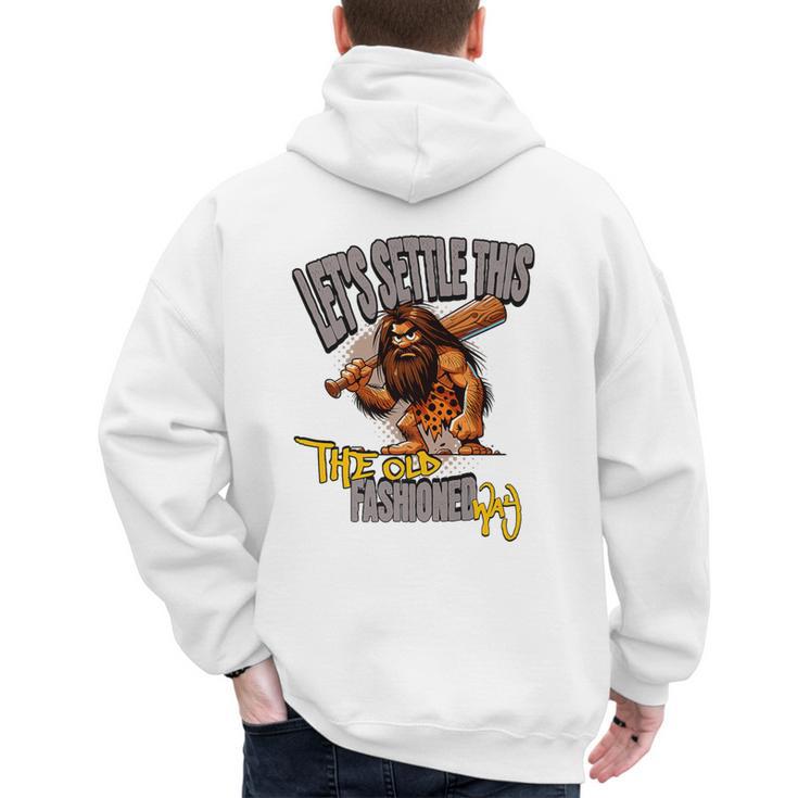 Stoneage Caveman Neolithic History Baseball Dad Father Premium Men's Hoodie Back Print
