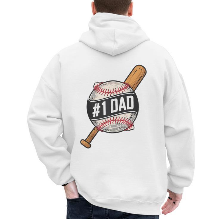 Vintage 1 Baseball Dad Daddy Father's Day From Son Daughter Men's Hoodie Back Print