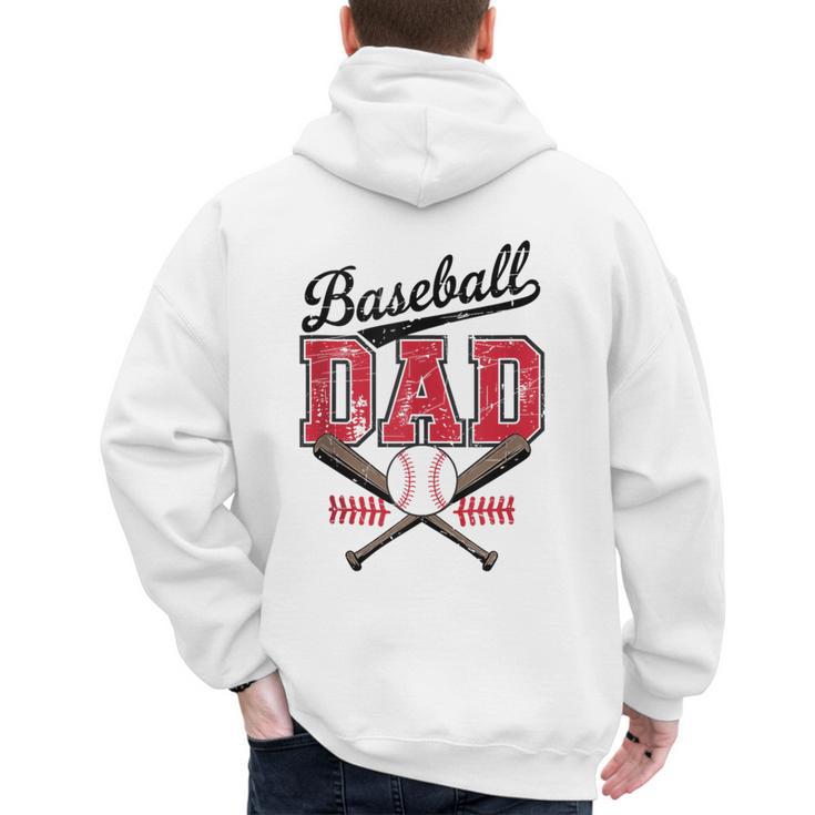 Vintage Baseball Dad Daddy Father's Day Baseball Players Men's Hoodie Back Print