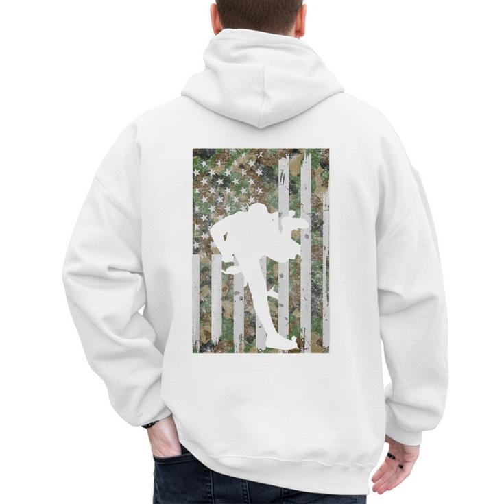 Vintage Baseball US Camouflage Flag Tee Baseball Dad Player Premium Tri-Blend Men's Hoodie Back Print