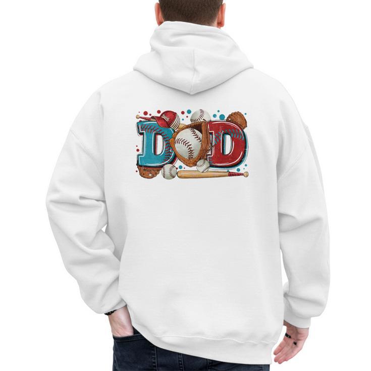Women's Baseball Dad Father's Day Softball Baseball Player Coach Men Men's Hoodie Back Print