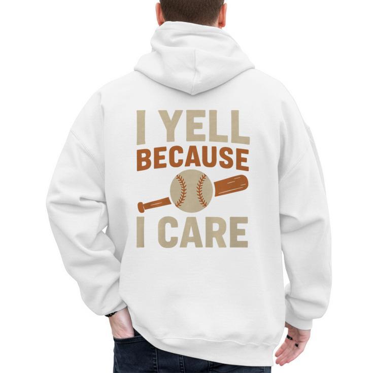 I Yell Because I Care Baseball Dad Coach Father's Day Premium Tri-Blend Men's Hoodie Back Print