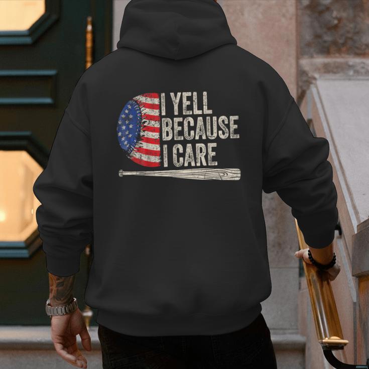 4th Of July Baseball Fan I Yell Because I Care Baseball Dads Men's Hoodie Back Print 4th Of July Baseball Fan I Yell Because I Care Baseball Dads Men's Hoodie Back Print