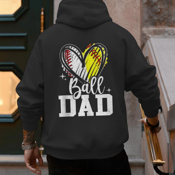 Ball Dad Softball Baseball Dad Daddy Men's Hoodie Back Print