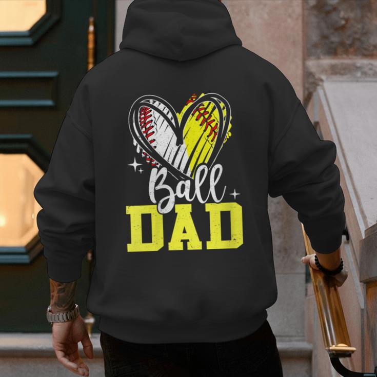 Ball Dad Softball Baseball Dad Fathers Day Men's Hoodie Back Print