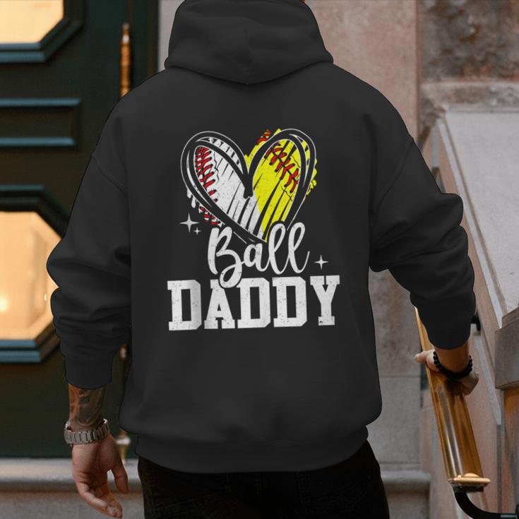 Ball Daddy Softball Baseball Dad Fathers Day Men's Hoodie Back Print