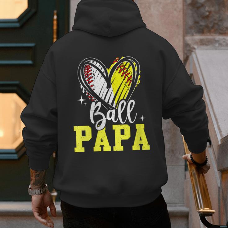 Ball Papa Softball Baseball Dad Daddy Men's Hoodie Back Print Ball Papa Softball Baseball Dad Daddy Men's Hoodie Back Print