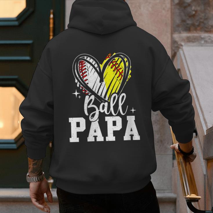 Ball Papa Softball Baseball Dad Fathers Day Men's Hoodie Back Print Ball Papa Softball Baseball Dad Fathers Day Men's Hoodie Back Print