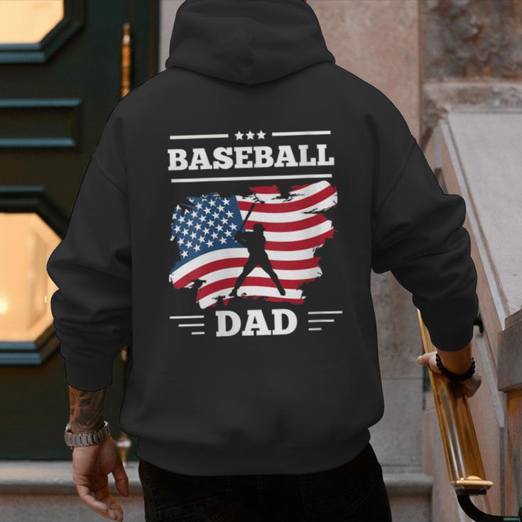 Baseball DAD American Flag Patriotic Father's Day Men's Hoodie Back Print Baseball DAD American Flag Patriotic Father's Day Men's Hoodie Back Print