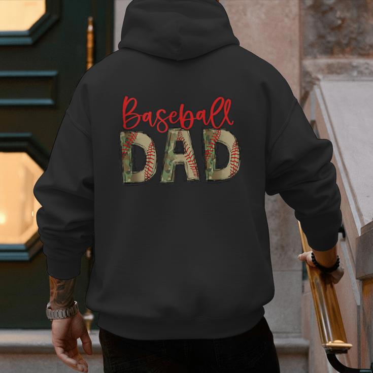 Baseball Dad Camouflage Camo Flag Military Father's Day Men's Hoodie Back Print Baseball Dad Camouflage Camo Flag Military Father's Day Men's Hoodie Back Print