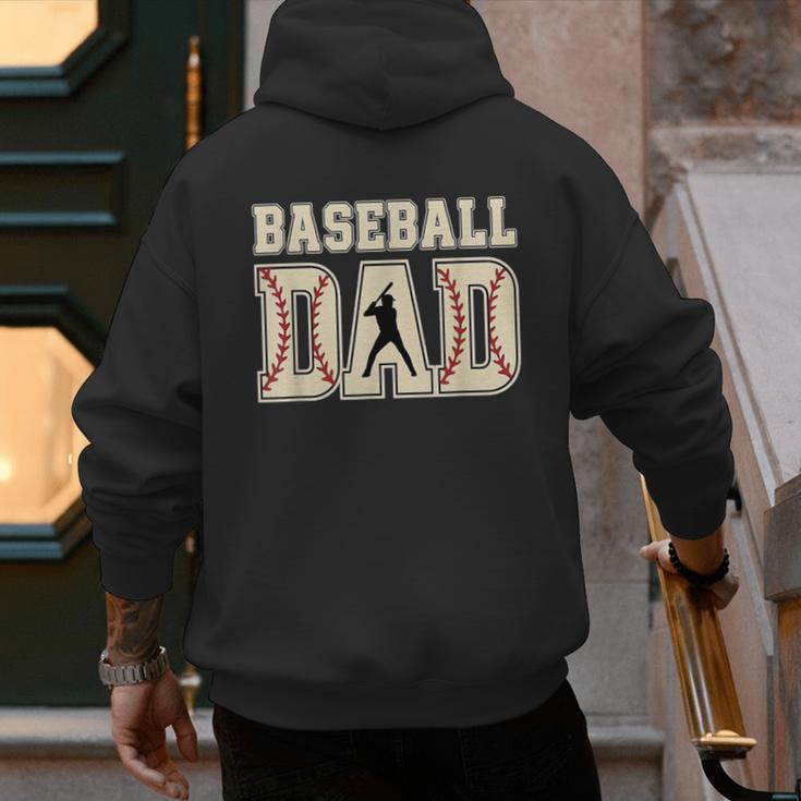 Baseball Dad Distressed Bold Stitch Graphic Sports Father Men's Hoodie Back Print Baseball Dad Distressed Bold Stitch Graphic Sports Father Men's Hoodie Back Print