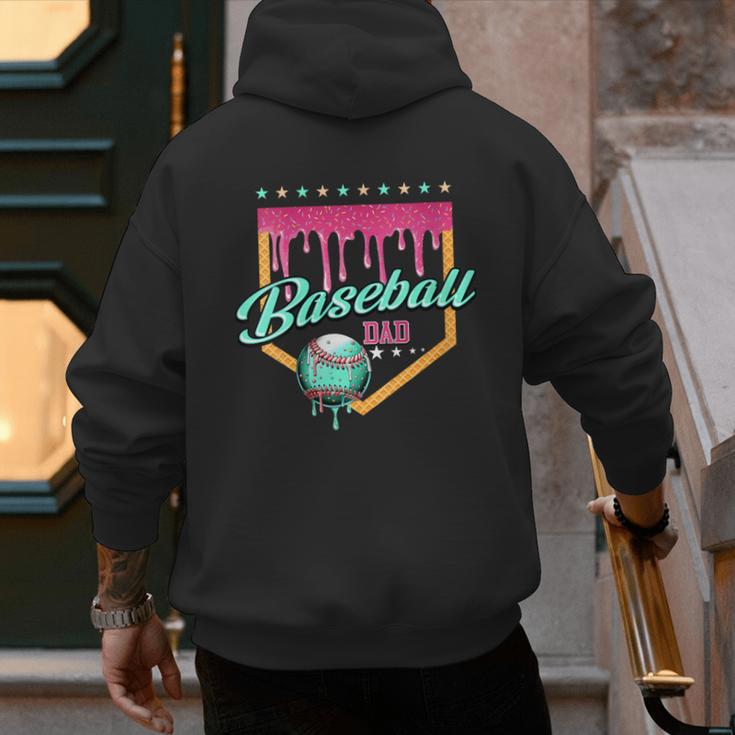 Baseball Dad Drip Home Plate Dripping Ice Cream Men's Hoodie Back Print
