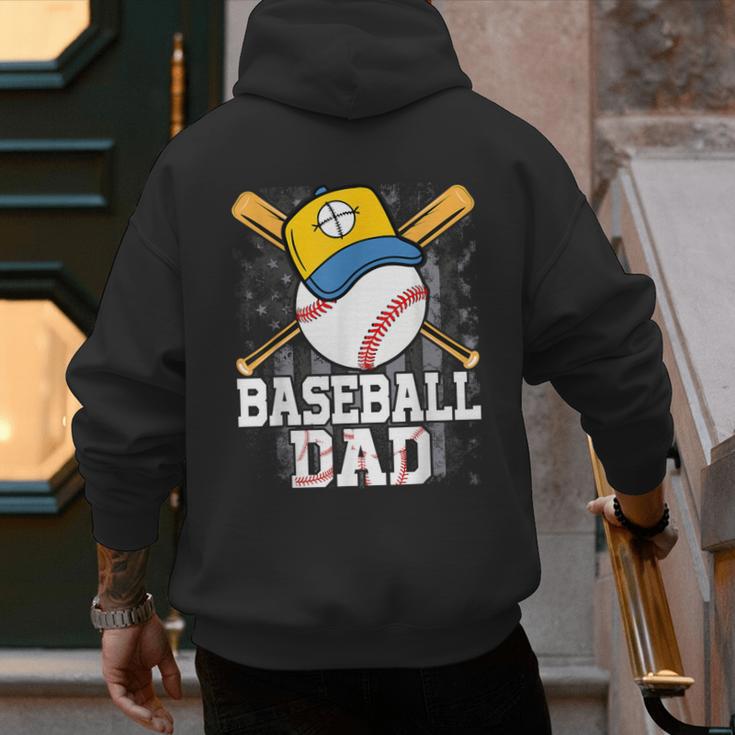 Baseball Dad Happy Fathers Day For Men Boys Kids Men's Hoodie Back Print