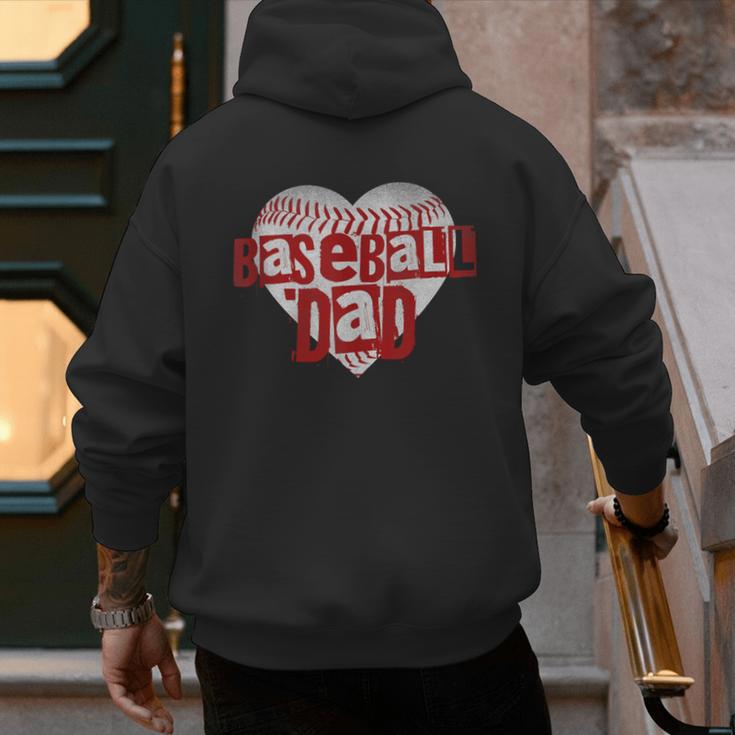 Baseball Dad Heart For Baseball Lovers Baseball Father's Day Men's Hoodie Back Print