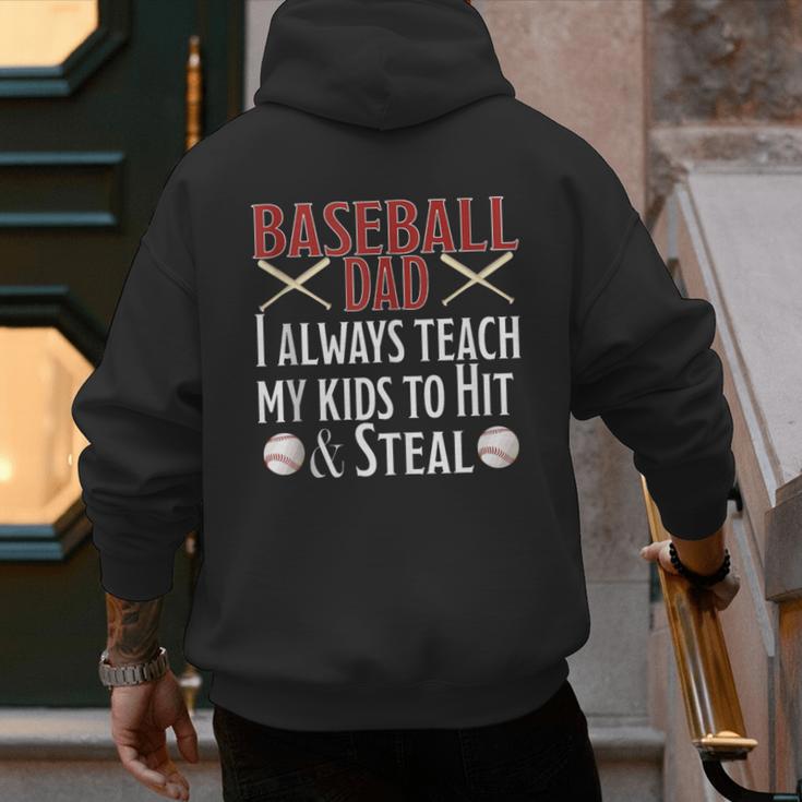 Baseball Dad Hit And Steal Ballpark Father Men's Hoodie Back Print Baseball Dad Hit And Steal Ballpark Father Men's Hoodie Back Print