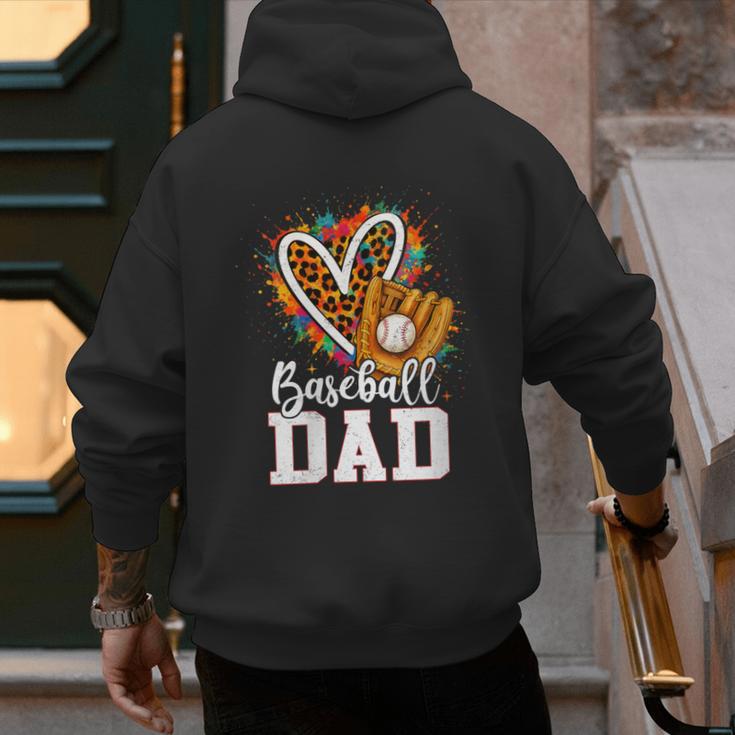 Baseball Dad Leopard Heart Colorful Men's Hoodie Back Print Baseball Dad Leopard Heart Colorful Men's Hoodie Back Print