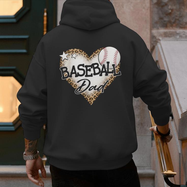 Baseball Dad Leopard Heart Baseball Lover Men's Hoodie Back Print Baseball Dad Leopard Heart Baseball Lover Men's Hoodie Back Print