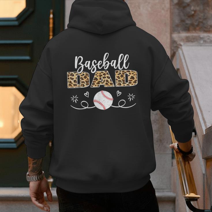 Baseball Dad Leopard Baseball Player Men's Hoodie Back Print