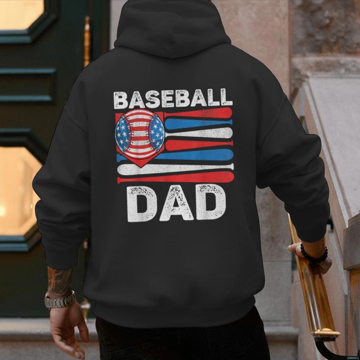 Baseball Dad For Men American Flag 4th Of July Fathers Day Men's Hoodie Back Print Baseball Dad For Men American Flag 4th Of July Fathers Day Men's Hoodie Back Print