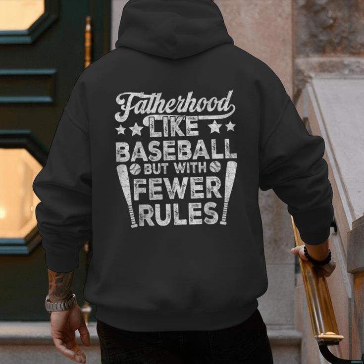 Baseball Dad Men Fatherhood Like Baseball With Fewer Rules Men's Hoodie Back Print Baseball Dad Men Fatherhood Like Baseball With Fewer Rules Men's Hoodie Back Print