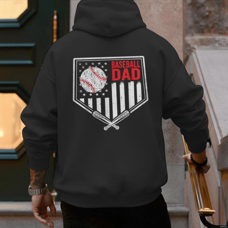 Baseball Dad Men USA American Flag Fathers Day 4th Of July Men's Hoodie Back Print Baseball Dad Men USA American Flag Fathers Day 4th Of July Men's Hoodie Back Print