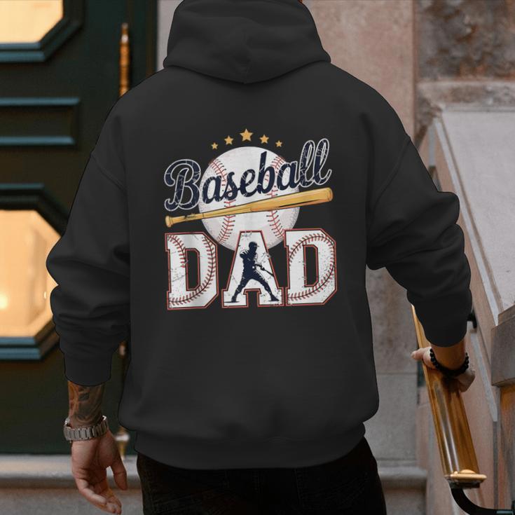 Baseball Dad Player Cool Retro Sports Fan Father's Day Men's Hoodie Back Print