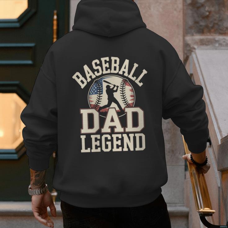Baseball Dad Retro American Flag Style Men's Hoodie Back Print Baseball Dad Retro American Flag Style Men's Hoodie Back Print