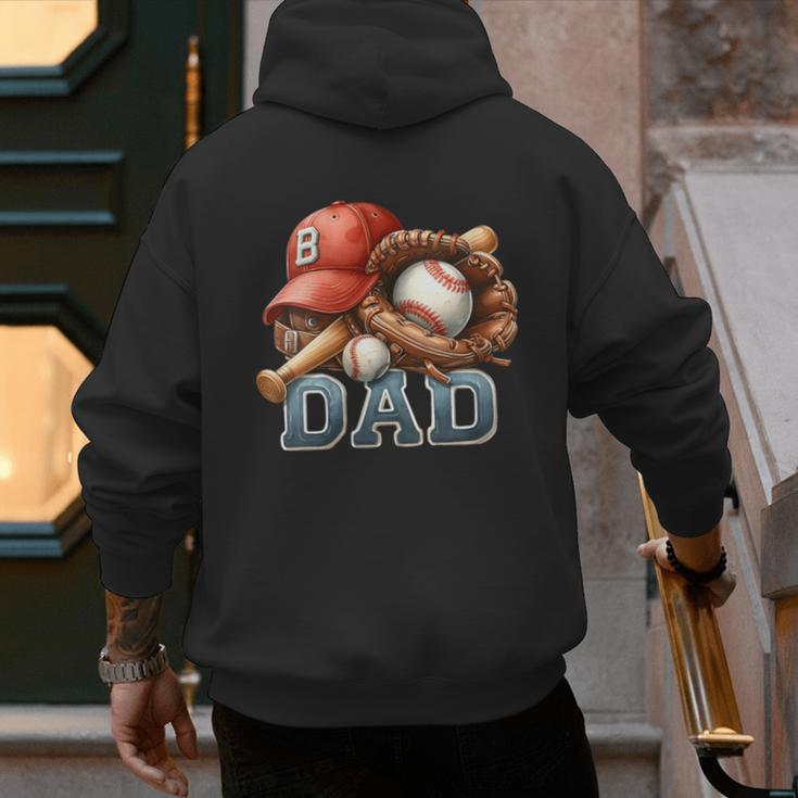 Baseball Dad Spectator Father's Day Game Day Youth Baseball Men's Hoodie Back Print