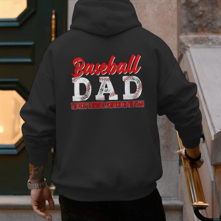 Baseball Dad Most Stressful Position On The Team Player Men's Hoodie Back Print