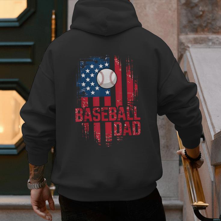 Baseball Dad USA American Flag 4th Of July Men's Hoodie Back Print Baseball Dad USA American Flag 4th Of July Men's Hoodie Back Print
