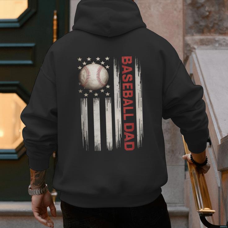 Baseball DAD USA American Flag Fathers Day 4th Of July Men's Hoodie Back Print Baseball DAD USA American Flag Fathers Day 4th Of July Men's Hoodie Back Print