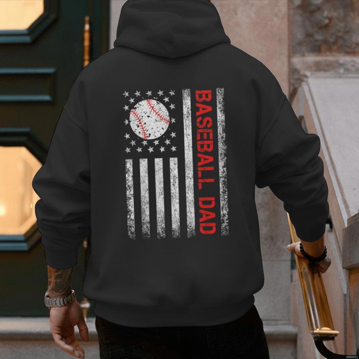 Baseball Dad USA American Flag Men Daddy Fathers Day Men's Hoodie Back Print Baseball Dad USA American Flag Men Daddy Fathers Day Men's Hoodie Back Print