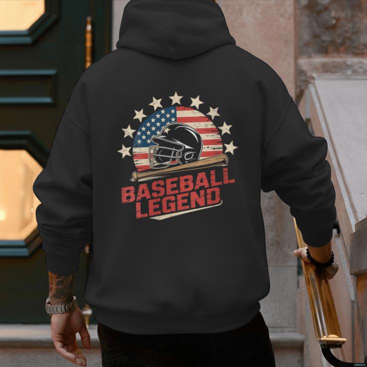 Baseball Dad USA Flag Men's Hoodie Back Print