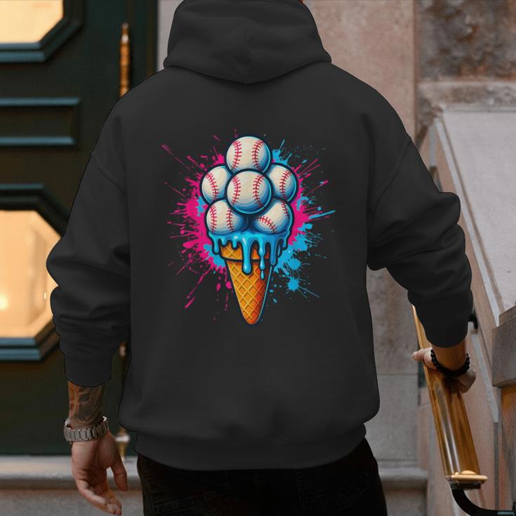 Baseball Ice Cream Drip Baseball Dad Sports Fan Youth Boys Men's Hoodie Back Print Baseball Ice Cream Drip Baseball Dad Sports Fan Youth Boys Men's Hoodie Back Print