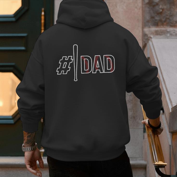 Baseball Player Dad Father's Day Number One Baseball Dad Men's Hoodie Back Print