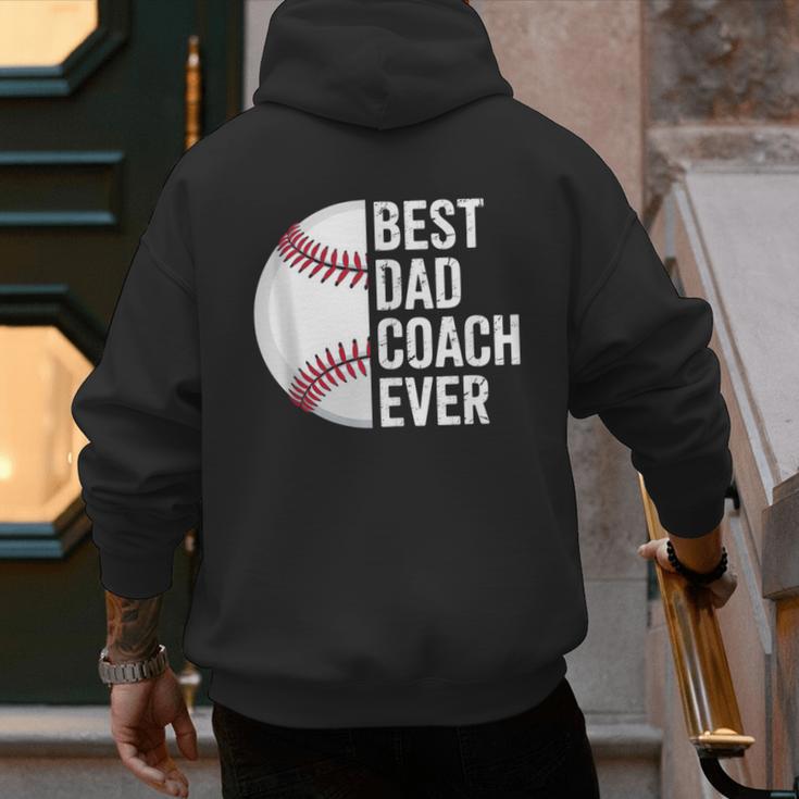 Best Baseball Dad Coach Ever Retro Father Baseball Coach Dad Men's Hoodie Back Print