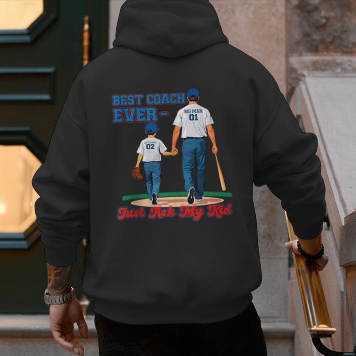 Best Coach Ever Fathers Day Baseball Dad Papa Sports Lover Men's Hoodie Back Print