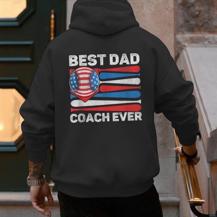 Best Dad Coach Ever Baseball Dad American Flag 4th Of July Men's Hoodie Back Print Best Dad Coach Ever Baseball Dad American Flag 4th Of July Men's Hoodie Back Print