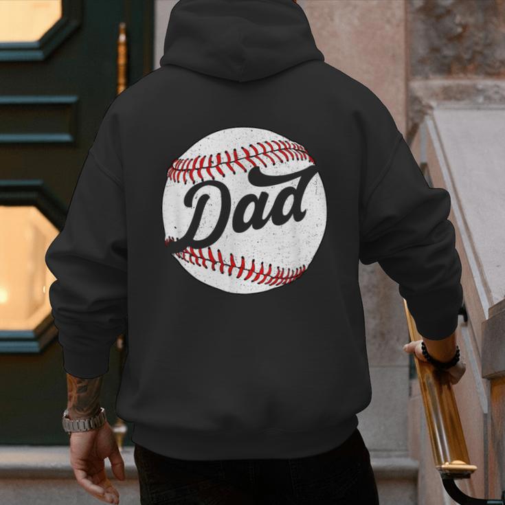 Dad Baseball Ball Vintage Groovy Baseball Daddy Fathers Day Men's Hoodie Back Print Dad Baseball Ball Vintage Groovy Baseball Daddy Fathers Day Men's Hoodie Back Print