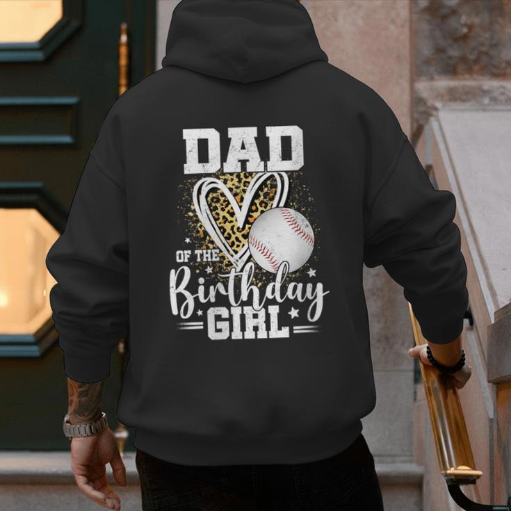 Dad Of The Birthday Girl Baseball Dad Leopard Heart Men's Hoodie Back Print Dad Of The Birthday Girl Baseball Dad Leopard Heart Men's Hoodie Back Print