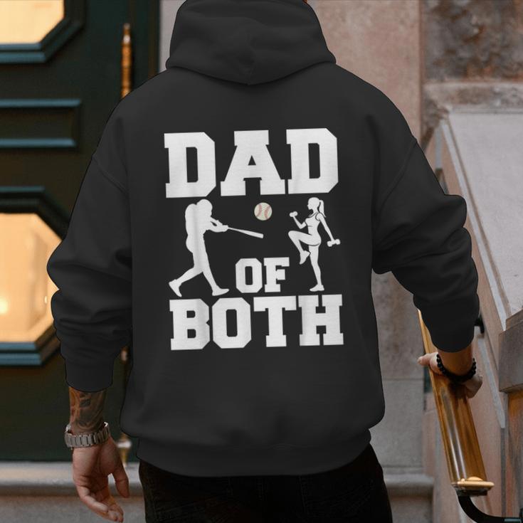 Dad Of Both Gymnastics Baseball Dad Men's Hoodie Back Print Dad Of Both Gymnastics Baseball Dad Men's Hoodie Back Print