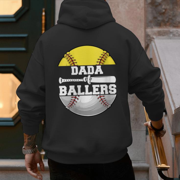 Dada Of Ballers Softball Baseball Dad Men's Hoodie Back Print Dada Of Ballers Softball Baseball Dad Men's Hoodie Back Print