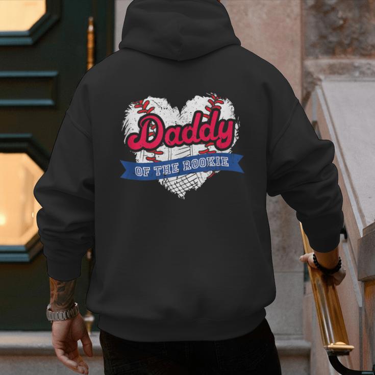 Daddy Of The Rookie Baseball Dad Retro Love Heart Birthday Men's Hoodie Back Print