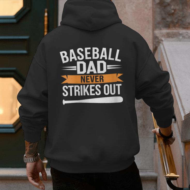 Father Fathers Day Baseball Lovers Baseball Dad Homerun Men's Hoodie Back Print