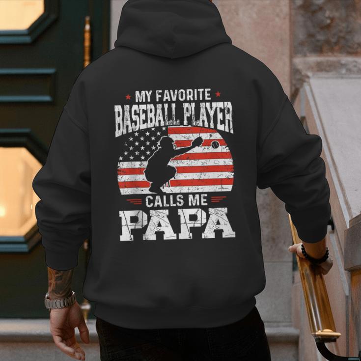 My Favorite Baseball Player Calls Me Papa Baseball Dad Men's Hoodie Back Print My Favorite Baseball Player Calls Me Papa Baseball Dad Men's Hoodie Back Print