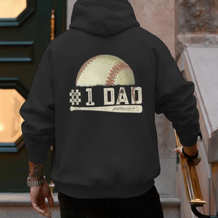 Number One Baseball Dad Fathers Day Baseball Player Dad Papa Men's Hoodie Back Print Number One Baseball Dad Fathers Day Baseball Player Dad Papa Men's Hoodie Back Print